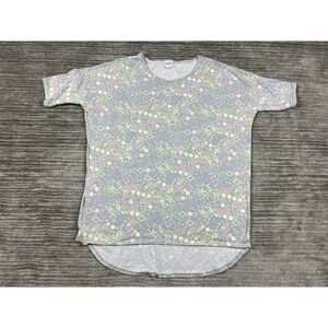 LulaRoe Top Womens Large Multicolor‎ Patterned Curved Hem Tunic Shortsleeve